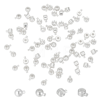 80Pcs 2 Styles Brass Crimp Beads KK-DR0001-63S-1