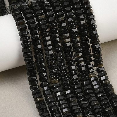 Natural Golden Sheen Obsidian Beads Strands G-G317-A31-3X6MM-1
