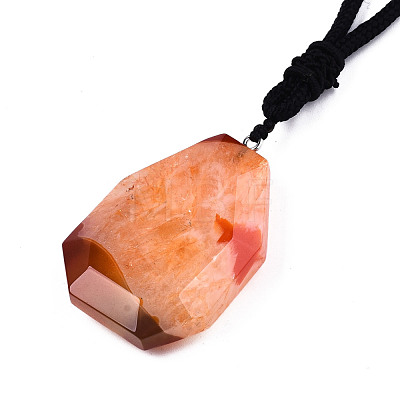 Natural Agate Pendant Necklaces NJEW-S421-002-1
