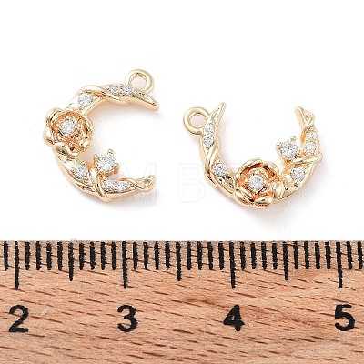 Brass Micro Pave Clear Cubic Zirconia Charms KK-F871-45G-1