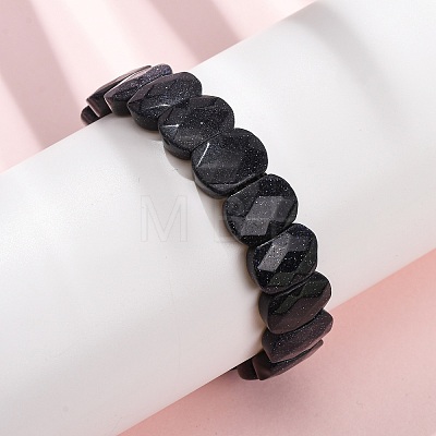 Synthetic Blue Goldstone Beaded Stretch Bracelets for Unisex G-K303-01B-1