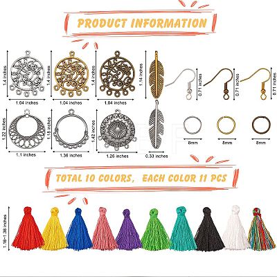 DIY Tassel Drop Earring Making Kit DIY-SZ0007-08-1