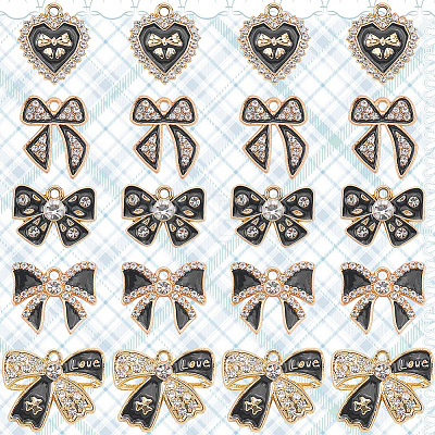 30Pcs 5 Styles Alloy Rhinestone Pendants FIND-SC0016-47-1