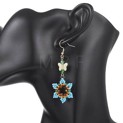 Glass Seed & Glass Beaded Dangle Earrings EJEW-MZ00691-1
