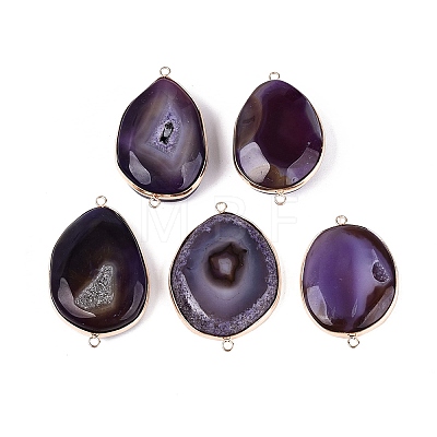 Natural Agate Connector Charms G-Q606-56B-G-1