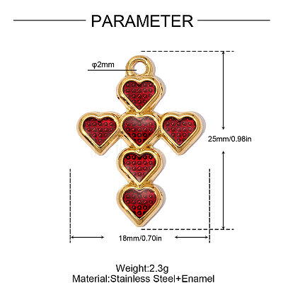 304 Stainless Steel with Enamel Pendants SA-OY002-32G-02-1
