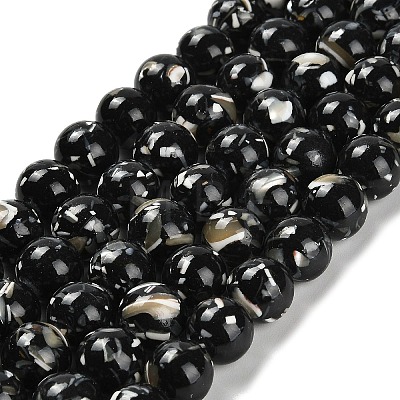 Assembled Synthetic Stone and Trochus Shell Beads Strands G-B128-08D-04-1