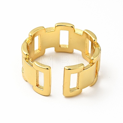 Brass Rectangle Open Cuff Ring for Men Women RJEW-A008-07G-1