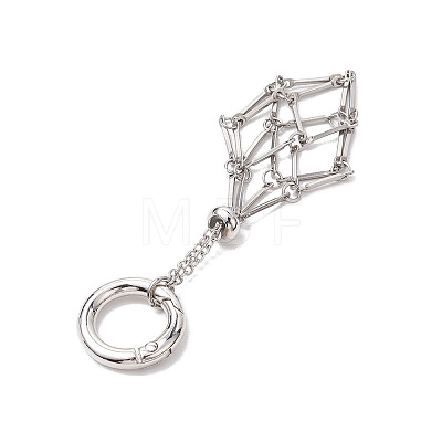 201 Stainless Steel Macrame Chain Pouch Empty Stone Holder Pendant Decoration HJEW-JM02293-1