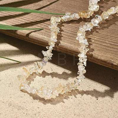 Natural Citrine Chip Beaded Necklaces for Men Women NJEW-G159-01H-1