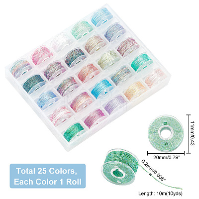 25 Rolls 25 Colors Polyester Cord OCOR-WH0047-52-1