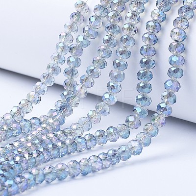 Electroplate Transparent Glass Beads Strands X-EGLA-A034-T6mm-Y05-1