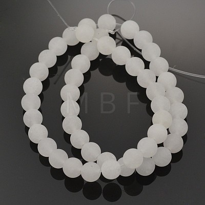 Natural White Jade Round Beads Strands G-G735-08F-10mm-1