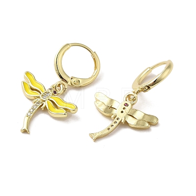 Dragonfly Real 18K Gold Plated Brass Dangle Leverback Earrings EJEW-L268-011G-04-1