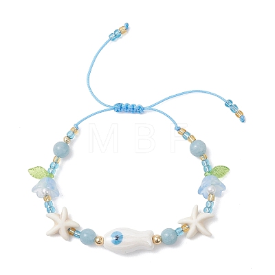 Glass Braided Beaded Bracelets BJEW-MZ00301-1