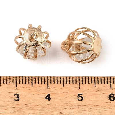 Iron Glass Bead Cage Pendants IFIN-N014-01KCG-1