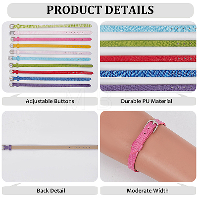 20Pcs 10 Colors PU Leather Watch Bands AJEW-CY0002-89-1