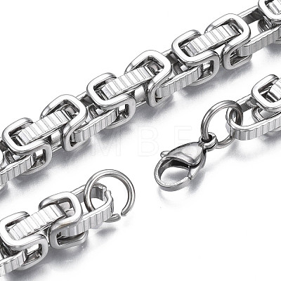 201 Stainless Steel Byzantine Chain Bracelet for Men Women BJEW-S057-70-1