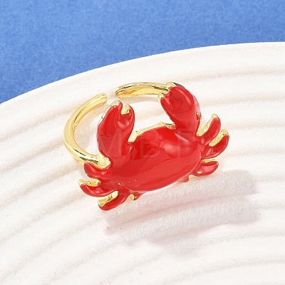 Brass Enamel Adjustable Cuff Rings RJEW-C145-02B-G-1