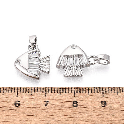 Brass Micro Pave Clear Cubic Zirconia Charms KK-N259-14P-1