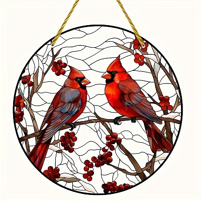 Cardinal Lovebirds Window Hanging Ornaments PW-WGA0D53-01-1