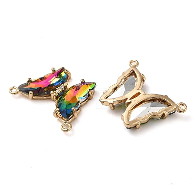 Brass Pave Faceted Glass Connector Charms FIND-Z020-03E-1