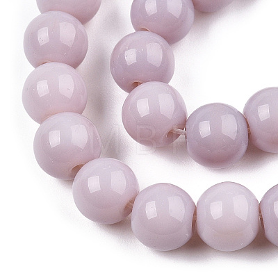 Opaque Solid Color Glass Beads Strands GLAA-T032-P8mm-07-1