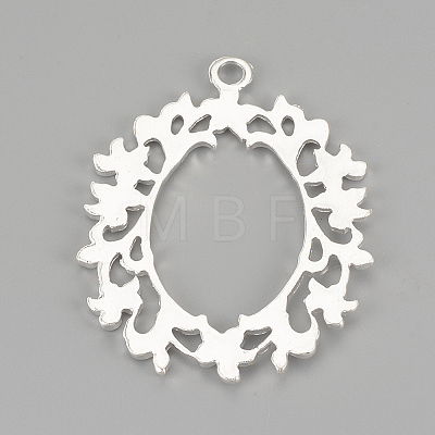 Alloy Open Back Bezel Pendants PALLOY-R098-26S-1