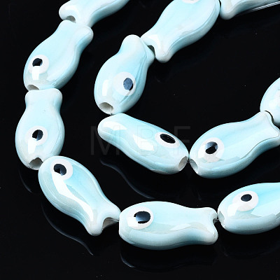 Handmade Porcelain Ceramic Beads Strands PORC-T006-03O-1