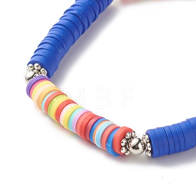 Handmade Polymer Clay Heishi Beads Stretch Bracelet BJEW-JB07372-1