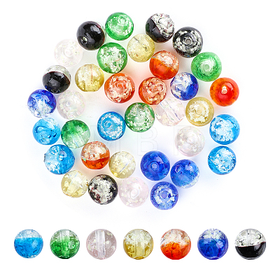 35Pcs 7 Colors Handmade Luminous Transparent Lampwork Beads Strands LAMP-FH0001-13-1