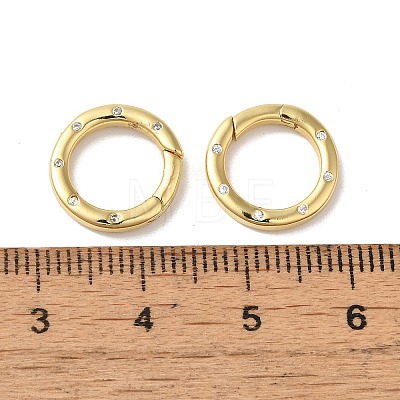 Rack Plating Brass Micro Pave Clear Cubic Zirconia Spring Ring Clasps KK-G504-10G-1