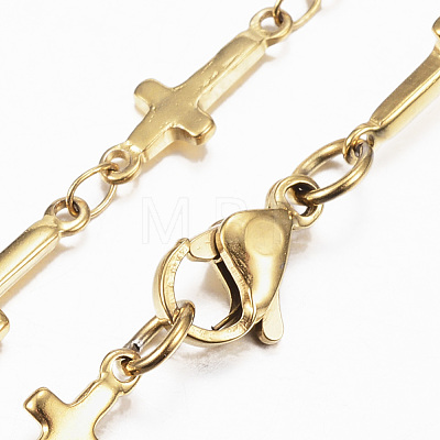 304 Stainless Steel Cross Link Chain Jewelry Sets SJEW-H103-11G-1