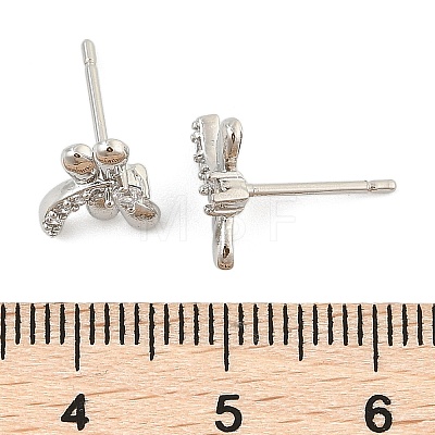 Brass Micro Pave Clear Cubic Zirconia Stud Earrings EJEW-R016-26P-10-1