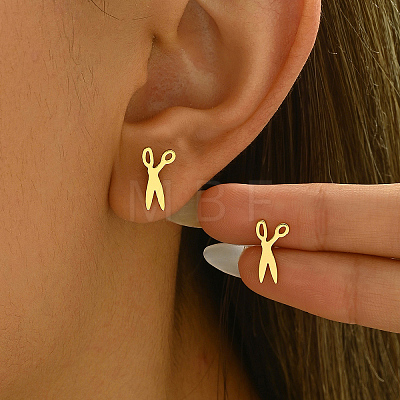 Scissor Stainless Steel Stud Earrings LP1180-1