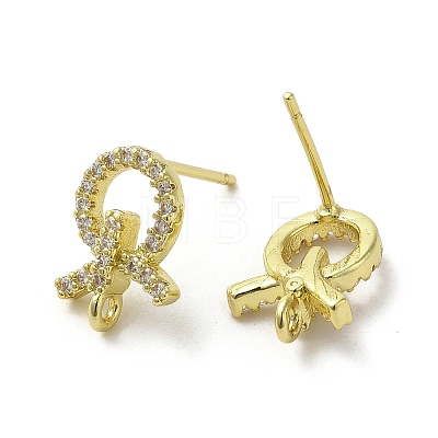 Rack Plating Brass & Cubic Zirconia Stud Earring Findings KK-G487-10G-1