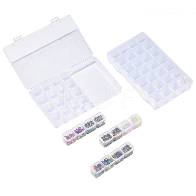2Pcs Transparent Plastic 28 Grids Bead Containers CON-CJ0001-20-1