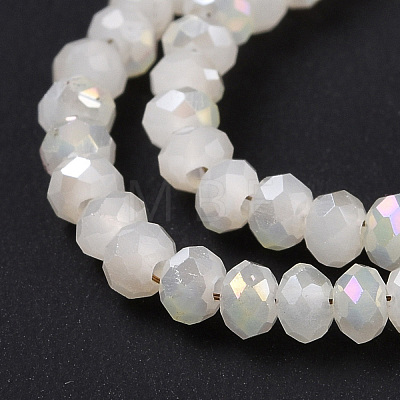Half Plated Faceted Rondelle Electroplate Imitation Jade Glass Bead Strands X-EGLA-D020-3x2mm-05-1