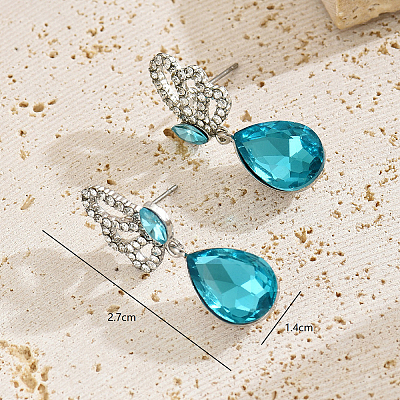 Elegant Alloy Butterfly with Teardrop Dangle Stud Earrings TF5032-1