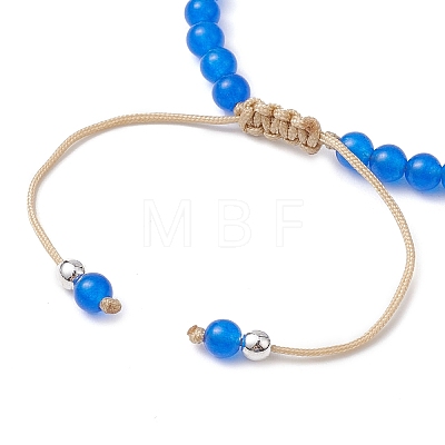 Round Shell Pearl & Natural Dyed Blue Malaysia Jade  Braided Bead Bracelets BJEW-JB10718-02-1