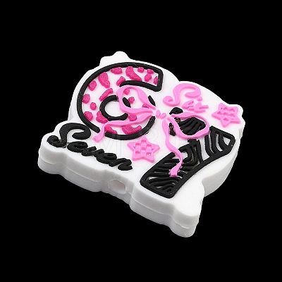 Number 6 7 Theme Cartoon Silicone Beads SIL-E013-02C-1