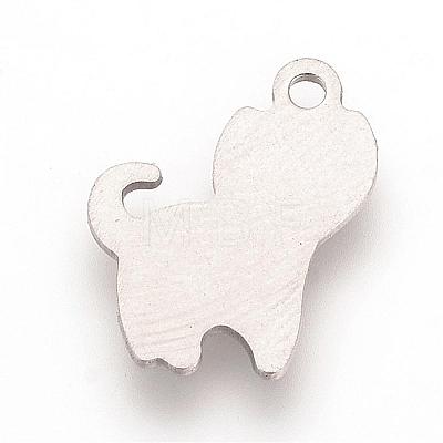 Tarnish Resistant 201Stainless Steel Kitten Stamping Blank Tag Pendants STAS-S057-19-1