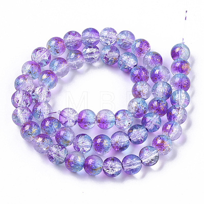 Transparent Spray Painted Crackle Glass Bead Strands GLAA-N035-03C-A03-1