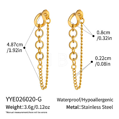 304 Stainless Steel Chain Tassel Stud Earrings for Women IO3537-1-1
