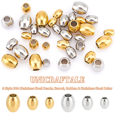 Unicraftale 48Pcs 6 Style 304 Stainless Steel Beads STAS-UN0049-73-1