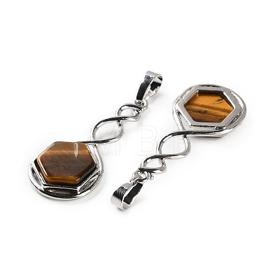 Natural Tiger Eye Pendants G-F777-05P-11-1