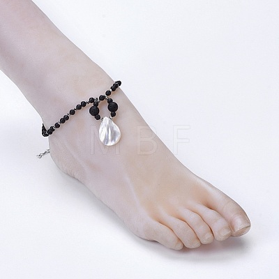 Spiral Shell Charm Anklets AJEW-AN00251-1