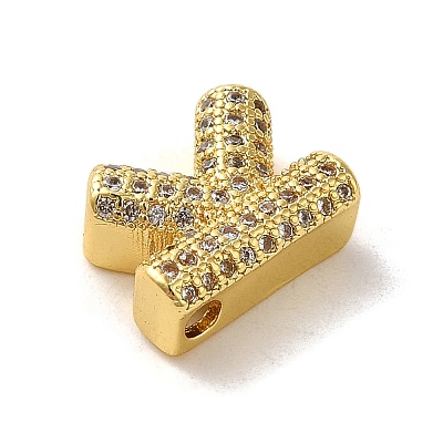 Brass Micro Pave Clear Cubic Zirconia Charms ZIRC-C009-01G-K-1