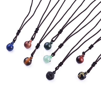 Natural & Synthetic Mixed Stone Pendant Necklaces NJEW-P241-A-1