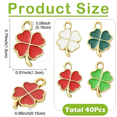 40Pcs 4 Colors Rack Plating Alloy Enamel Pendants ENAM-YW0009-43-1
